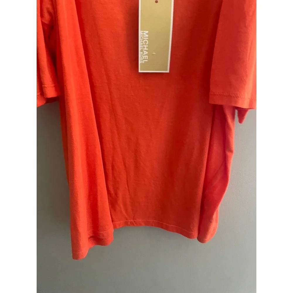 Michael Kors Womens Zinnia Cold Shoulder Chain Strap Top QS250TQ6TF Orange XL